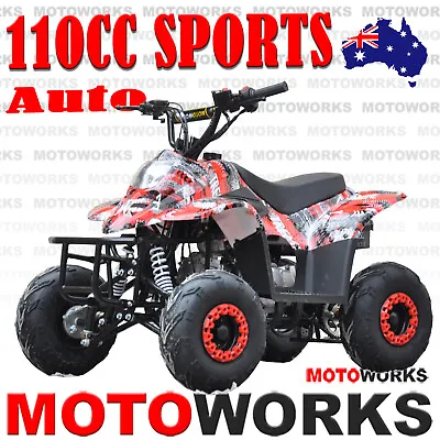 $949 • Buy MOTOWORKS 110CC Sports Auto ATV QUAD Dirt Bike Gokart 4 Wheeler Buggy Kids Red