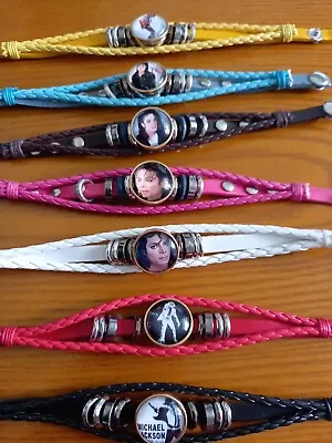 Michael Jackson Leather Snap Button Bracelet + 2 Cabachon Snap Buttons  • £4.99