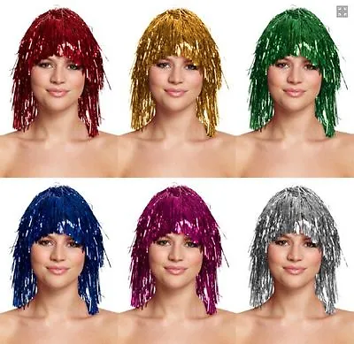$2.99 • Buy Metallic Tinsel Wig 70s 50s 20s Costume Mens Womens Unisex Disco Fancy Dress Up
