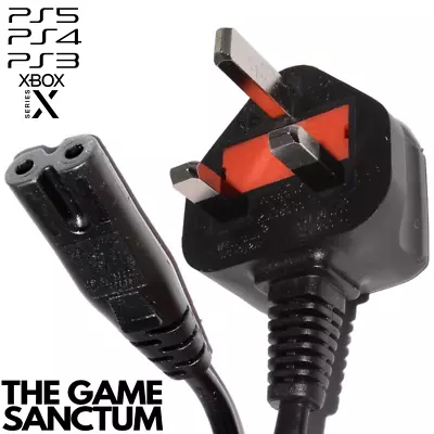 PS4 Power Cable Figure Of 8 C7 Mains Lead 1.8m Metre IEC (PS5 & Xbox Series X) • £6.95