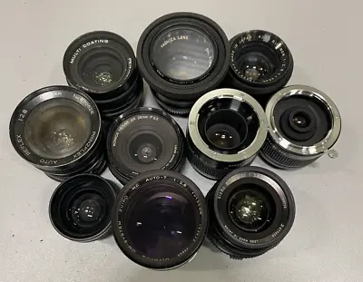 Lot Of 10 Zoom Lens Various Models 35mm/ 28mm/ 70-150mm/ 50mm/ 135mm For Parts • £102.98