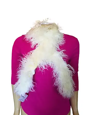 Idea Nuova NY Genuine Mongolian Lamb Fur Ivory Cream Boa Scarf • $59.99