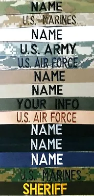 EASY ORDER NAME TAPES-MILITARY-LAW ENFORCEMENT  With Hook Fastener Sewn To Back • $4.95