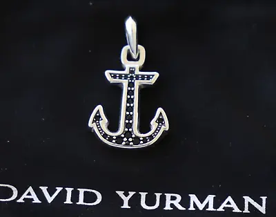 David Yurman Sterling Silver Maritime Anchor Pendant Amulet With Black Diamonds • $399