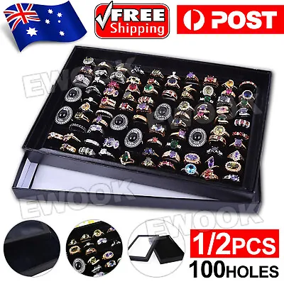 100-slot Jewellery Ring Earring Storage Box Display Organizer Case Tray Holder • $12.95
