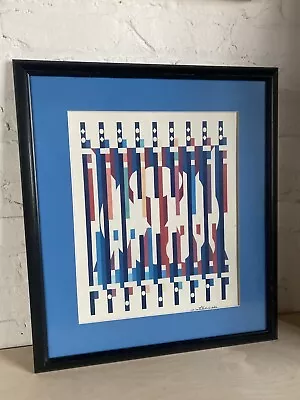 Framed  Vintage Yaacov Agam Plate Signed Poster Campus Dedication Festival 1991 • $175