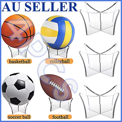 4PCS Clear Acrylic Ball Stand Holder Display Rugby Basketball Football Soccer AU • $13.39