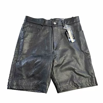 Men’s Black Cow Lined Leather UK Shorts Size 32 Vintage Leather Wear • $98.99