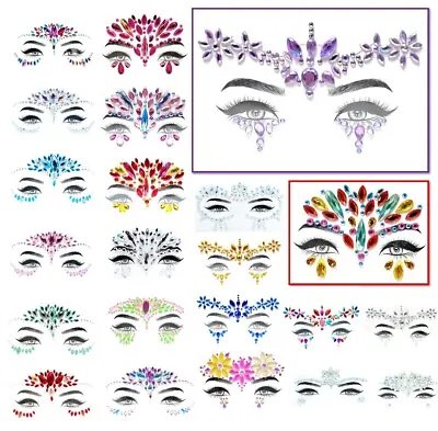 Face Gems Adhesive Face Glitter Jewel Tattoo Festival Rave Body Make Up Party • £3.99