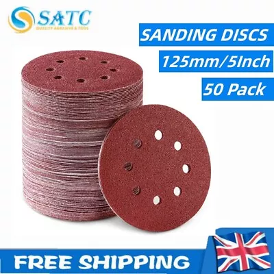 125mm 5 Inch 50 Pack Sanding Discs 320 Grit Hook And Loop Orbital Sander Pads Uk • £7.39