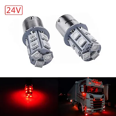 2x 24V Truck BA15s P21W 382 1156 LED Bulb Tail Stop Brake Light Sidelight Red • $9.73