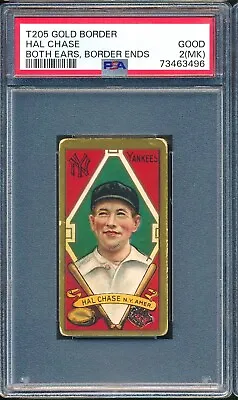 1911 T205 Piedmont: HAL CHASE Both Ears Border Ends Yankees RW Stamp  PSA 2 • $147.50