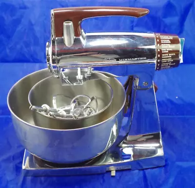 Working Vintage Sunbeam Mixmaster Stand Mixer Chrome 12 Speed With Accessories • $141.95