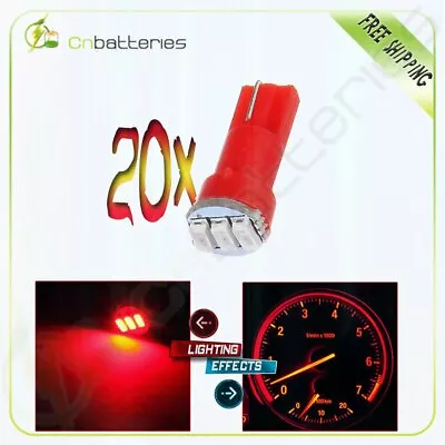 20x Red T5 Dashboard Gauge 3-3014 SMD LED Wedge Light Bulbs 17 18 27 58 70 73 74 • $9.89