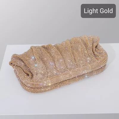 Evening Clutch Purse Shiny Rhinestone Wedding Party Handbag Crystal Shoulder Bag • $106.69