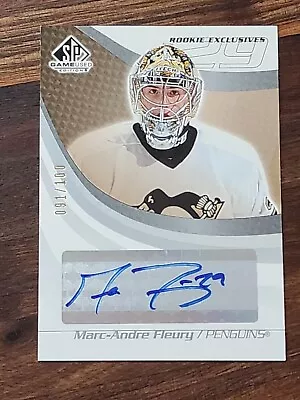 2003-04 Upper Deck Sp Game Used Marc-andre Fleury 91/100 Rookie Exclusives Auto! • $350