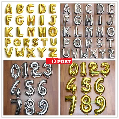 Alphabet Letter Number Foil Balloon Birthday Wedding Party Decoration Helium • $1.61