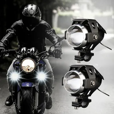 $28.40 • Buy 2PCS Motorcycle Fog Light LED 6000K Headlight 12V 3 Modes Spot Lamp With Switch