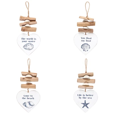 £10.99 • Buy Hanging Driftwood Beach Heart Sign Plaque Rustic Natural Garden Mobile Decor