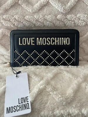 LOVE MOSCHINO Black Wallet With Gold Studs New With Tags • $48