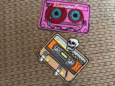 Lot Of  2 Cassette Tape Iron On Patches. Back To The 90’s & Romantic. Fun! • $5