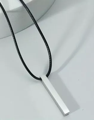 21  Mens Black Cord Necklace With Silver Stainless Steel  Pendant   • £5.90