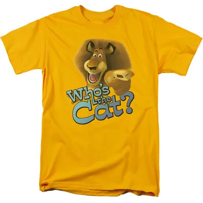 Madagascar Whos The Cat T Shirt Mens Licensed Movie Tee Alex The Lion Gold • $17.49