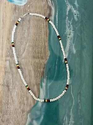 Rasta White Necklace 20” NEW Made By Me Cali Hippie Boho Surfer Skater 90s • $12