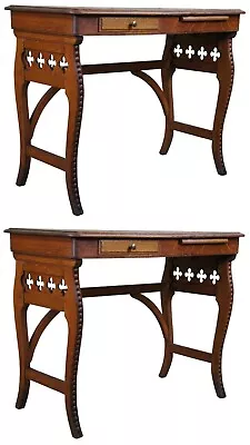 2 Antique Victorian Quartersawn Oak Folding Mission Campaign Writing Desks 32  • $2800