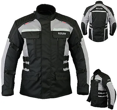 Mens Motorbike Motorcycle Jacket Waterproof Textile Armour Black/Grey Small-1 • $60.96