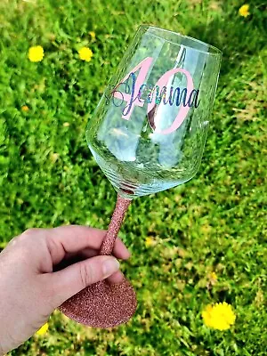 £11.99 • Buy Personalised Birthday Glitter Wine Glass Gift 18th 21st 30th 40th 50th 60th 70th