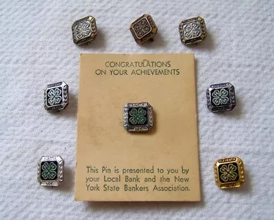 Vtg 4-H Club NY Bronze Sterling 10K Gold-Filled Yearly Achievement Award Pins • $32.99