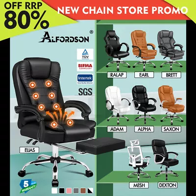 ALFORDSON Office Chair Mesh Executive Gaming Seat Leather Fabric Racing Tilt • $125.79