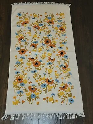 NOS Vintage  BATH Towel Yellow Orange Flowers Daisies Decor MCM Cotton USA • $29.99