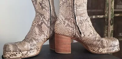 Vintage 1970's Python Snakeskin Platform Boots (men’s) • $800