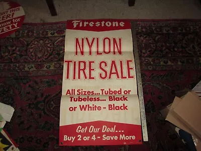 Vintage Firestone Dealer Hanging Poster Ad 1958  Nylon Tire Sale  Sign • $75