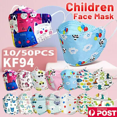 10/50PCS KF94 Kids Disposable Face Mask 4 Ply Filter Layer Protective Face Cover • $9.99