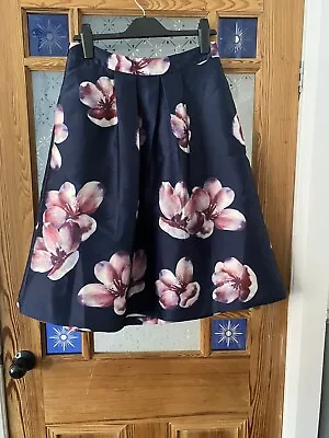 Stunning Ladies Definition Skirt Size 12 Taffeta Style Magnolias Design Navy #35 • £15