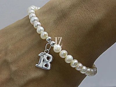 18th Birthday Freshwater Pearl Bracelet Sterling Silver Charm & Stud Earrings. • £30