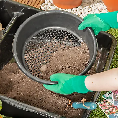 Garden Sieve Stone Mesh Soil Sieve Sand Green Small Gravel Composy Soil Black • £7.99