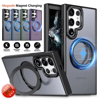 For Samsung Galaxy S24 S23 S22 Ultra Magnetic Mag Safe Case Rotatable Ring Stand • $9.49