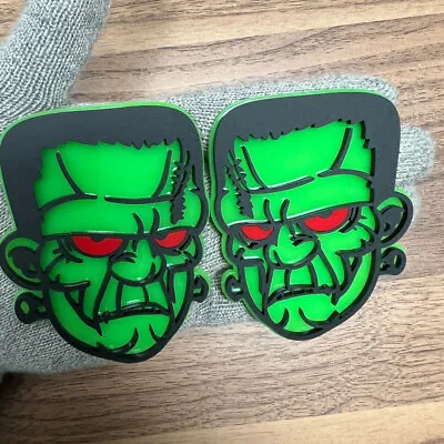 Franken Monster  Badges Emblem Lime Green  (2) BADGES Fender Angry Agressive • $49.99