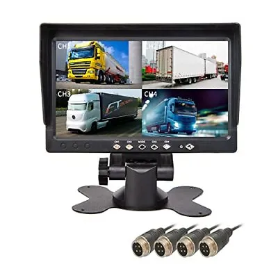  7  TFT LCD Car Rearview Quad Split MonitorRemote Control 4 Black-7inch 4ch • $88.09