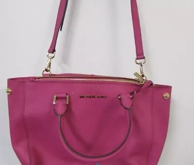 Michael Kors Hot Pink Double Handle Leather Tote With Crossbody Strap • $48
