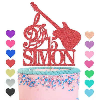 £3.69 • Buy Music Theme Cake Topper Guitar Personalised Cake Decoration Name Age Party UK