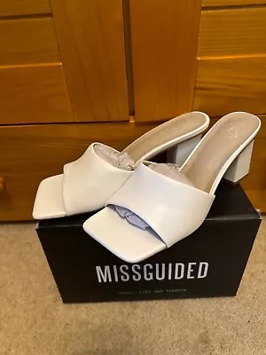 Missguided White Mules Shoes Size UK 6 EU 39 BNWB • £14