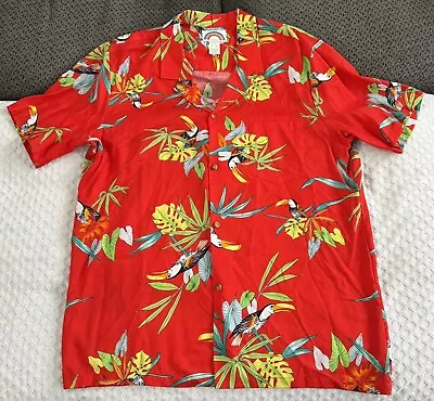Vintage Paradise Found Hawaiian Aloha Shirt Red XL Toucan Birds Floral Magnum PI • $65