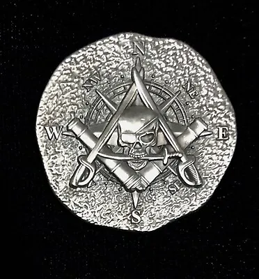 Piece Of Eight Pirate Challenge Coin Freemason Masonic 1.75  Antique Silver • $23