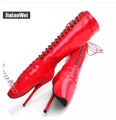 Women Ballet Mid Calf Boots High Heel Shoes Lace Up Cosplay Stiletto Custom-made • $107.79