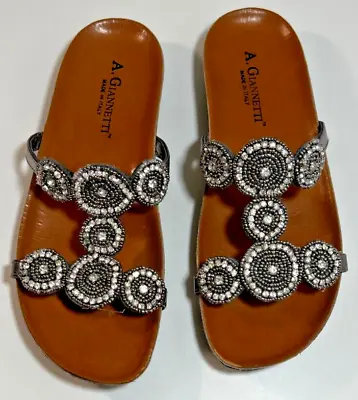 A Giannetti Jeweled Sandles Sz 9 Made In Italy • $22.50